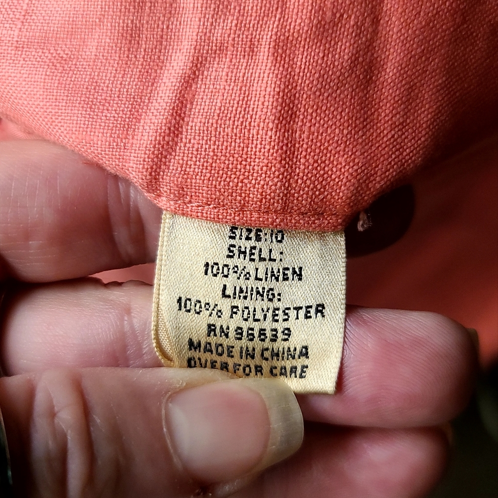 E-col-o-gie tangerine linen embroidered skirt sz10 - Picture 9 of 10